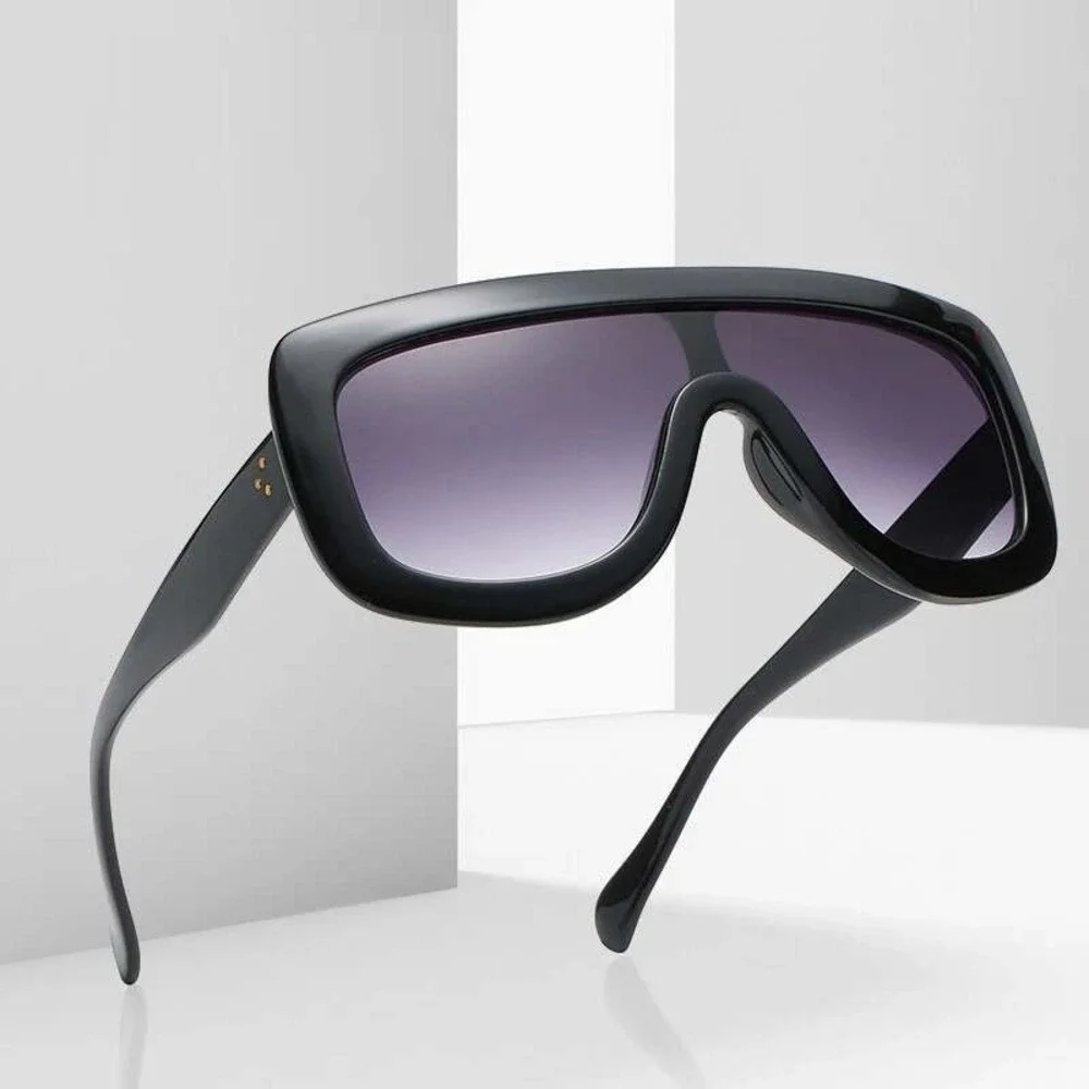 Mens Black Sunglasses Oversized Gradient Gray Lens Triple Dot Rapper Hip HOp New